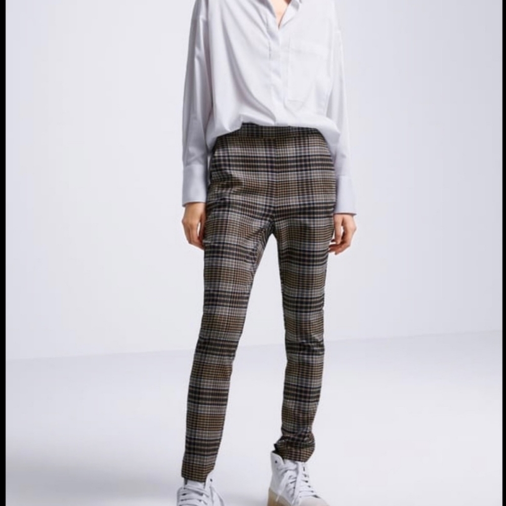 Zara plaid skinny pants XS